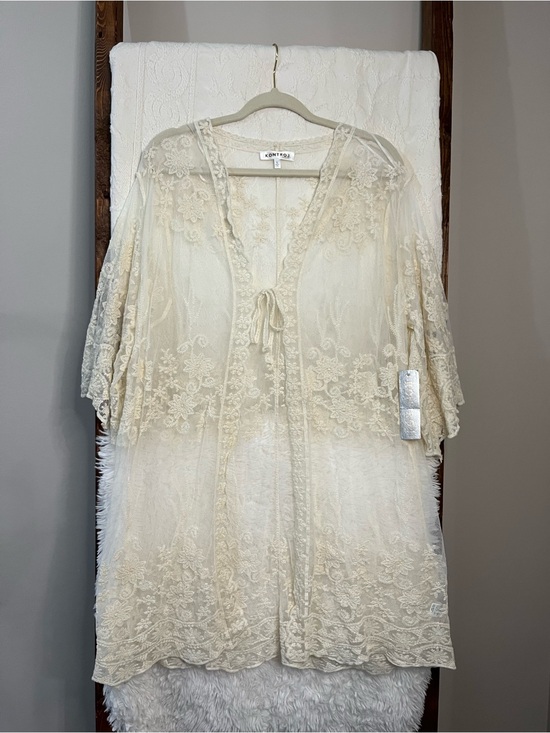 Kontrol Sweaters - NWT KONTROL Ivory Floral Lace Kimono Duster – Boho Bridal